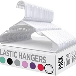 Utopia Home Clothes Hangers 50 Pack - Plastic Hangers Space Saving - Durable Coat Hanger with Shoulder Grooves (White)