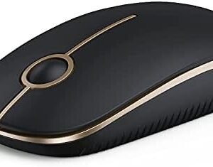 VssoPlor Wireless Mouse, 2.4G Slim Portable Computer Mice with Nano Receiver for Notebook, PC, Laptop, Computer (Black and Gold)