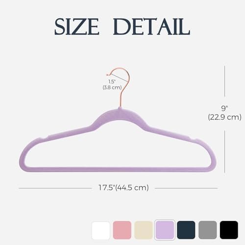 HOUSE DAY Velvet Hangers 20 Pack, Premium Clothes Hangers Non-Slip Felt Hangers, Sturdy Purple Hangers Heavy Duty Coat Hangers, Durable Suit Hangers, Space Saving 360° Rotating Rose Gold Hook - Image 7