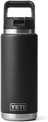YETI Rambler 26 oz Bottle, Vacuum Insulated, Stainless Steel with Straw Cap, Black - Image 3