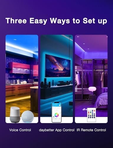 DAYBETTER Smart WiFi Led Lights 100ft - Led Strip Lights Work with Alexa and Google Assistant RGB Strip Lighting Music Sync Color Changing with App Voice Remote Control for Room Bedroom Decor 50ft*2 - Image 4