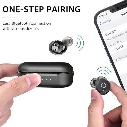 TOZO NC9 Hybrid Active Noise Cancelling Wireless Earbuds, in Ear Headphones IPX6 Waterproof Bluetooth 5.3 Stereo Earphones, Immersive Sound Premium Deep Bass Headset Matte Black - Image 7