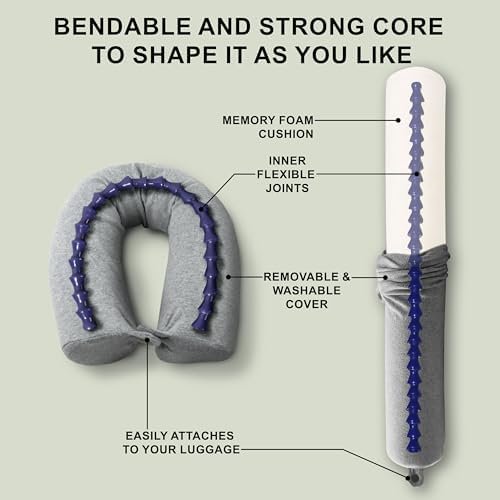 Dot&Dot Twist Memory Foam Travel Pillow for Neck, Chin, Lumbar and Leg Support - Neck Pillows for Sleeping Travel Airplane for Side, Stomach and Back Sleepers - Adjustable, Bendable Roll Pillow - Image 3