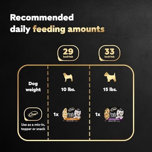 CESAR SIMPLY CRAFTED Adult Wet Dog Food Meal Topper Variety Pack, Chicken, Duck, Purple Potatoes, Pumpkin, Green Beans & Brown Rice and Chicken, Carrots, Barley & Spinach, 1.3 oz. Tubs, Pack of 8 - Image 7