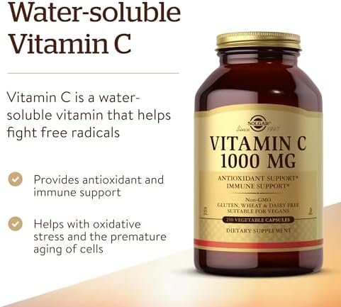 Solgar Vitamin C 1000 mg, 250 Vegetable Capsules - Antioxidant & Immune Support - Overall Health - Healthy Skin & Joints - Bioflavonoids Supplement - Non GMO, Vegan, Gluten Free, Kosher - 250 Servings - Image 3