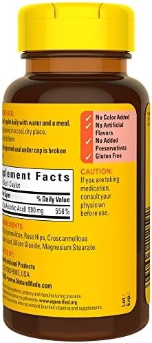 Nature Made Vitamin C 500 mg with Rose Hips, Dietary Supplement for Immune Support, 130 Caplets, 130 Day Supply - Image 9