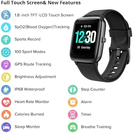 Fitpolo Fitness Tracker with Heart Rate Monitor, Smart Watch 1.8 inches Color Touch Screen IP68 Waterproof Step Calorie Counter Sleep Monitoring Pedometer Watches Activity Tracker for Women Men Kids - Image 2