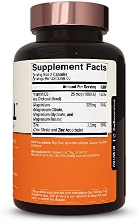 Magnesium Zinc & Vitamin D3 - Bioavailable Forms of Magnesium - Malate, Glycinate, Citrate - MagWell by Live Conscious | Bone & Heart Health, Immune System Support - 120 Capsules (2-Pack) - Image 8