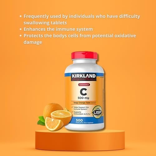 Kirkland Signature Vitamin C 500mg 2-Pack or 1000 Tangy Orange Chewable Tablets - Image 3