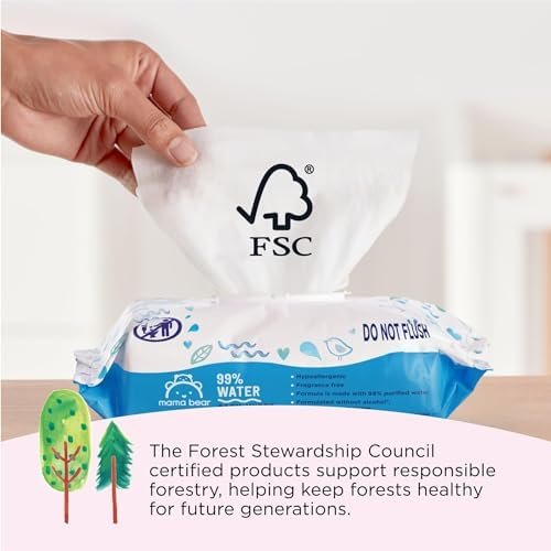 Amazon Brand - Mama Bear 99% Water Based Baby Wipes, Hypoallergenic for Sensitive Skin, Fragrance Free, 432 Count (6 Packs of 72) - Image 6
