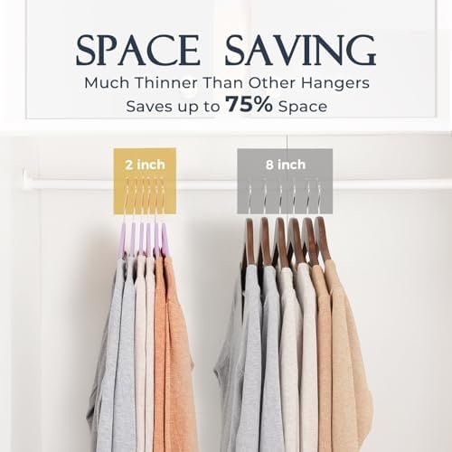HOUSE DAY Velvet Hangers 20 Pack, Premium Clothes Hangers Non-Slip Felt Hangers, Sturdy Purple Hangers Heavy Duty Coat Hangers, Durable Suit Hangers, Space Saving 360° Rotating Rose Gold Hook - Image 4