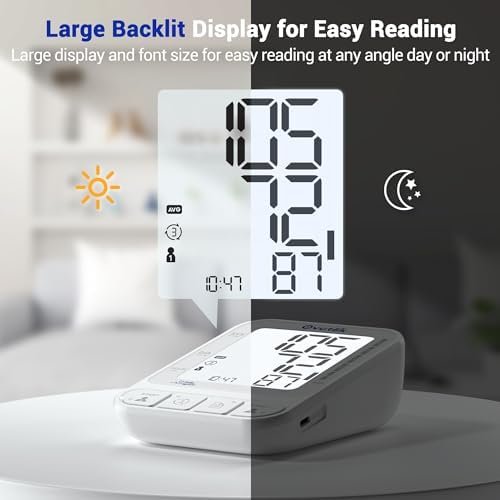 Blood Pressure Monitors for Home Use, 3 Users Blood Pressure Cuff with Large Backlit Display, BP Machine Cuff 8.7"-16.5", Accurate Home Blood Pressure Machine Upper Arm, Batteries/Type-C Cable - Image 6