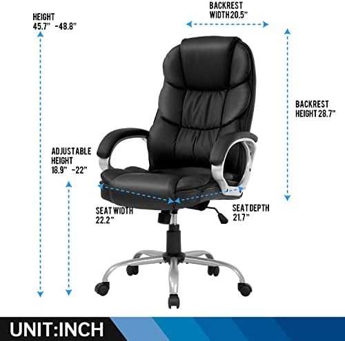 FDW Office Chair Computer High Back Adjustable Ergonomic Desk Chair Executive PU Leather Swivel Task Chair with Armrests Lumbar Support (Black) - Image 3
