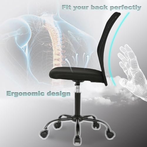 Ergonomic Office Chair Desk Chair Mesh Computer Chair Back Support Modern Executive Mid Back Rolling Swivel Chair for Women, Men (Black) - Image 5