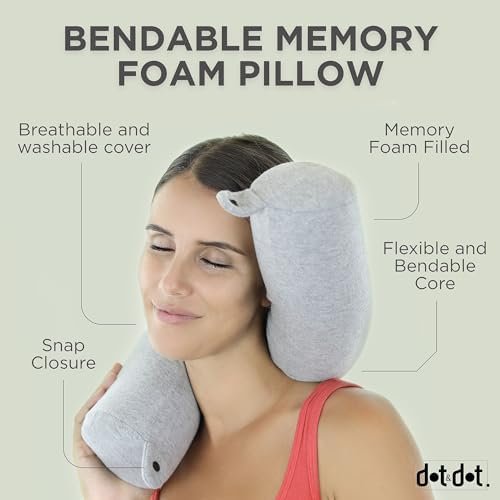 Dot&Dot Twist Memory Foam Travel Pillow for Neck, Chin, Lumbar and Leg Support - Neck Pillows for Sleeping Travel Airplane for Side, Stomach and Back Sleepers - Adjustable, Bendable Roll Pillow - Image 2