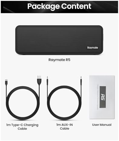 Raymate Bluetooth Speakers, 20W IPX7 Waterproof Speaker Wireless Bluetooth-V5.0, HiFi Stereo Sound, 1000mins Playtime, Portable Speaker for Home, Outdoor, Party - Image 8