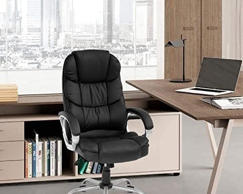 FDW Office Chair Computer High Back Adjustable Ergonomic Desk Chair Executive PU Leather Swivel Task Chair with Armrests Lumbar Support (Black) - Image 2