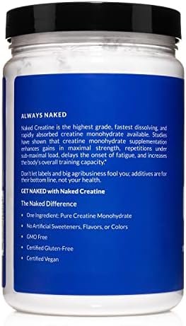 NAKED nutrition Pure Micronized Creatine Monohydrate - 100 Servings - 500 Grams, 1.1Lb Bulk, Vegan, Non-GMO, Gluten Free, Soy Free. Aid Strength Gains, No Artificial Ingredients - Naked Creatine - Image 4