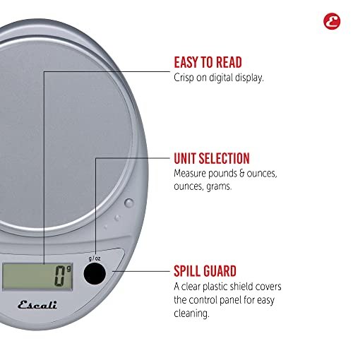 Escali Primo Digital Food Scale Multi-Functional Kitchen Scale and Baking Scale for Precise Weight Measuring and Portion Control, 8.5 x 6 x 1.5 inches, Chrome - Image 5