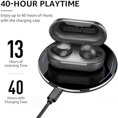 TOZO NC9 Hybrid Active Noise Cancelling Wireless Earbuds, in Ear Headphones IPX6 Waterproof Bluetooth 5.3 Stereo Earphones, Immersive Sound Premium Deep Bass Headset Matte Black - Image 5