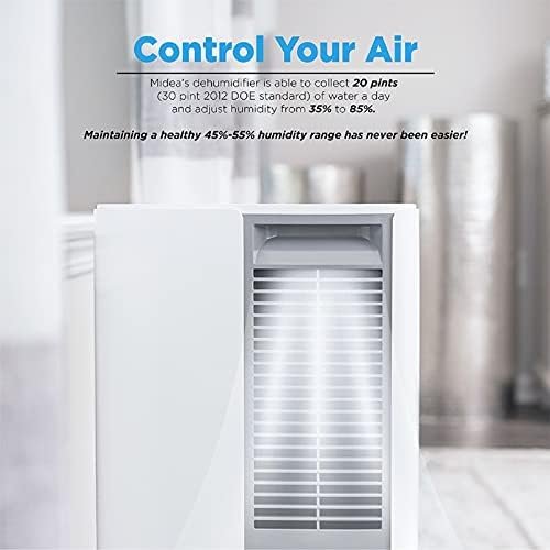 Midea 1,500 Sq. Ft. Energy Star Certified Dehumidifier With Reusable Air Filter 22 Pint - Ideal For Basements, Large & Medium Sized Rooms, And Bathrooms (White) - Image 9