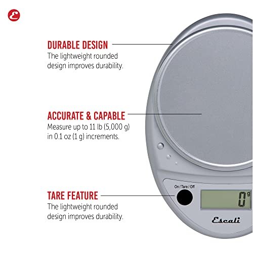 Escali Primo Digital Food Scale Multi-Functional Kitchen Scale and Baking Scale for Precise Weight Measuring and Portion Control, 8.5 x 6 x 1.5 inches, Chrome - Image 4