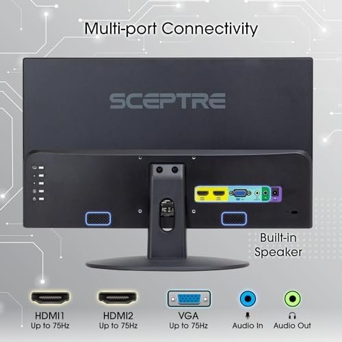 Sceptre 22 inch 75Hz 1080P LED Monitor 99% sRGB HDMI X2 VGA Build-In Speakers, Machine Black (E225W-19203R series) - Image 3