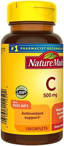 Nature Made Vitamin C 500 mg with Rose Hips, Dietary Supplement for Immune Support, 130 Caplets, 130 Day Supply - Image 7