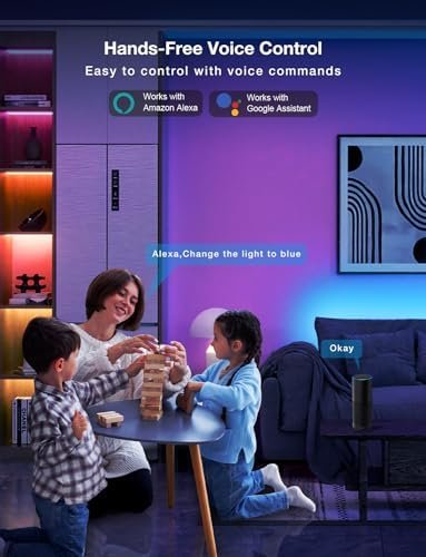 DAYBETTER Smart WiFi Led Lights 100ft - Led Strip Lights Work with Alexa and Google Assistant RGB Strip Lighting Music Sync Color Changing with App Voice Remote Control for Room Bedroom Decor 50ft*2 - Image 3