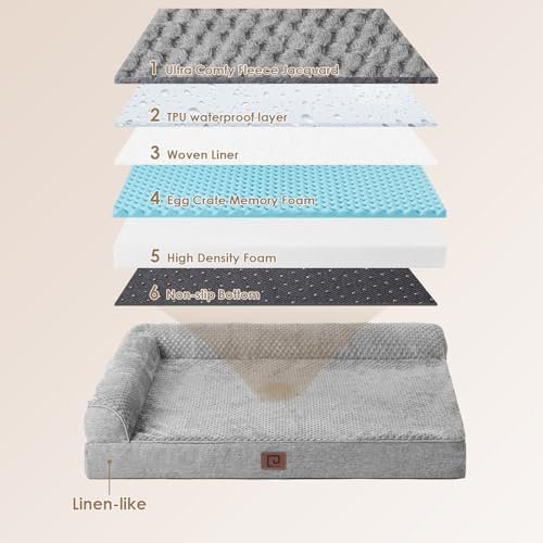 EHEYCIGA Memory Foam Orthopedic Dog Bed Medium Size Dog with Waterproof Lining, Washable Dog Couch Bed with Removable Cover and Nonskid Bottom for Crate Pet Sofa Bed, 30x20 Inches, Grey - Image 5