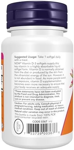 NOW Supplements, Vitamin D-3 2,000 IU, High Potency, Structural Support*, 120 Softgels - Image 3