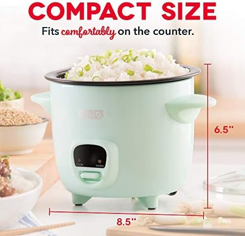 DASH Mini Rice Cooker Steamer with Removable Nonstick Pot, Keep Warm Function & Recipe Guide, 5 Quart, for Soups, Stews, Grains & Oatmeal - Aqua - Image 3