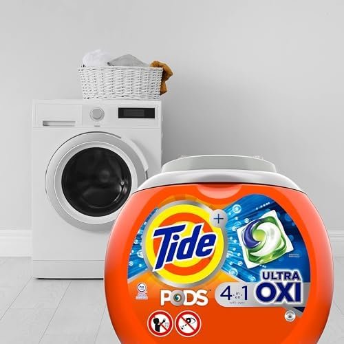 Tide PODS Liquid Laundry Detergent Soap Pacs, 4-n-1 Ultra Oxi, HE Compatible, Built in Pre-treater for Stains, 57 Count - Image 6