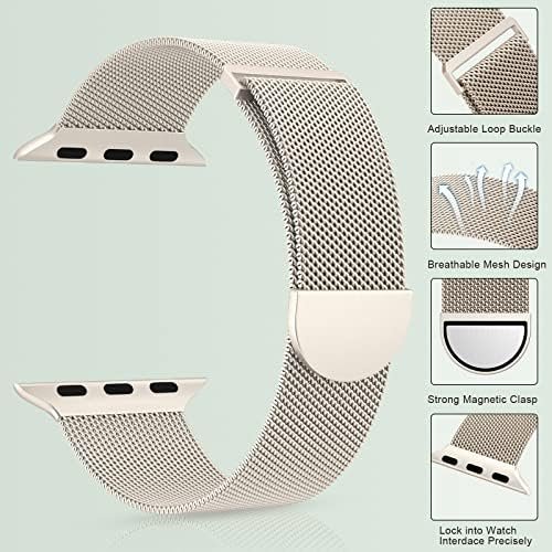 Marge Plus Compatible with Apple Watch Band Series 9, Ultra 2, SE, Ultra 8 7 6 5 4 3 2 1 38mm 40mm 41mm 42mm 44mm 45mm 49mm Women and Men, Stainless Steel Mesh Loop Magnetic Clasp Replacement for - Image 4