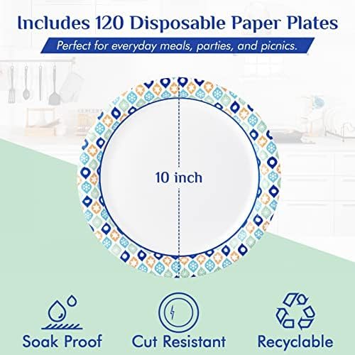 MUCHII Paper Plates 10 Inch, 120 Count Paper Plates Bulk, Cut Proof Paper Plates, Disposable Paper Plates for Party,Picnic, Family Gatherings. - Image 3