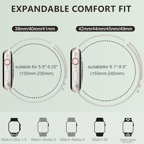 Marge Plus Compatible with Apple Watch Band Series 9, Ultra 2, SE, Ultra 8 7 6 5 4 3 2 1 38mm 40mm 41mm 42mm 44mm 45mm 49mm Women and Men, Stainless Steel Mesh Loop Magnetic Clasp Replacement for - Image 2