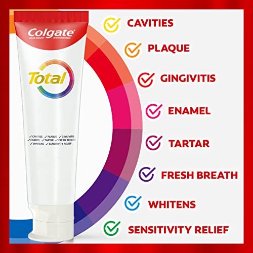 Colgate Total Whitening Toothpaste with Fluoride, 10 Benefits Including Sensitivity Relief and Stain Removal, Mint, 5.1 ounces (4 Pack) - Image 2