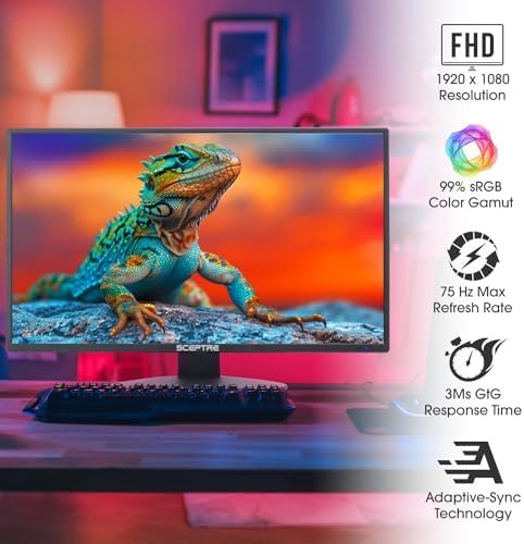 Sceptre 22 inch 75Hz 1080P LED Monitor 99% sRGB HDMI X2 VGA Build-In Speakers, Machine Black (E225W-19203R series) - Image 2