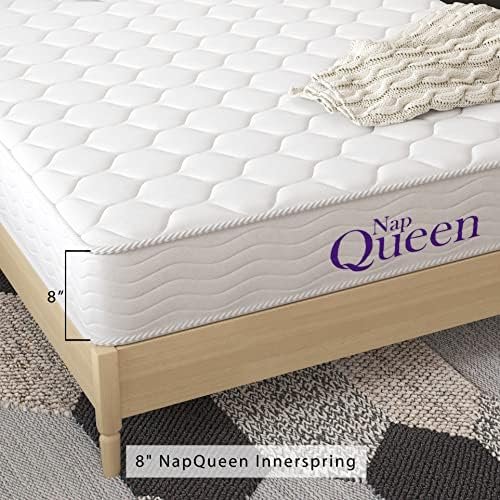 NapQueen 8 Inch Innerspring Twin Size Medium Firm Memory Foam Mattress, Bed in a Box, White - Image 4