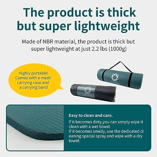 Primasole 1/2 Thick Exercise Mat with Carry Strap & Case Mat for Yoga Pilates Fitness at Home and Gym 72" L x 24" W - Image 4