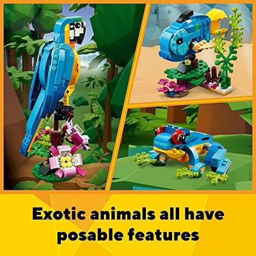 LEGO Creator 3 in 1 Exotic Parrot Building Toy Set, Transforms to 3 Different Animal Figures - from Colorful Parrot, to Swimming Fish, to Cute Frog, Creative Toys for Kids Ages 7 and Up, 31136 - Image 4
