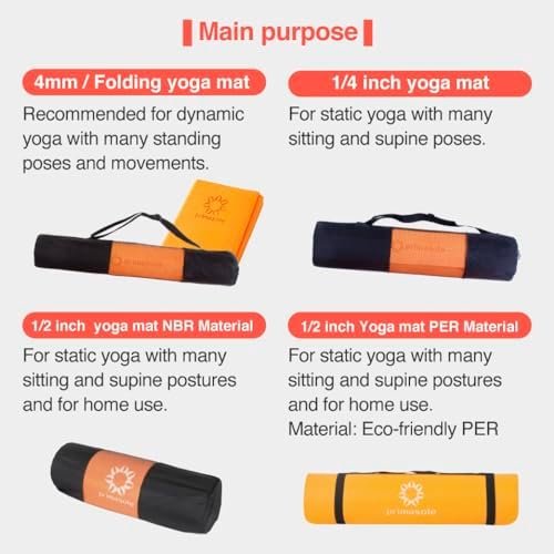 Primasole 1/2 Thick Exercise Mat with Carry Strap & Case Mat for Yoga Pilates Fitness at Home and Gym 72" L x 24" W - Image 6