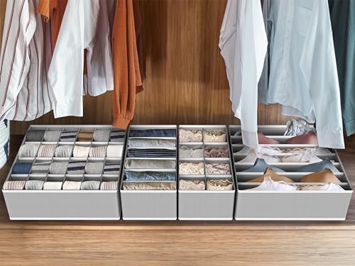 Simple Houseware Closet Underwear Organizer Drawer Divider 4 Set, Gray - Image 4