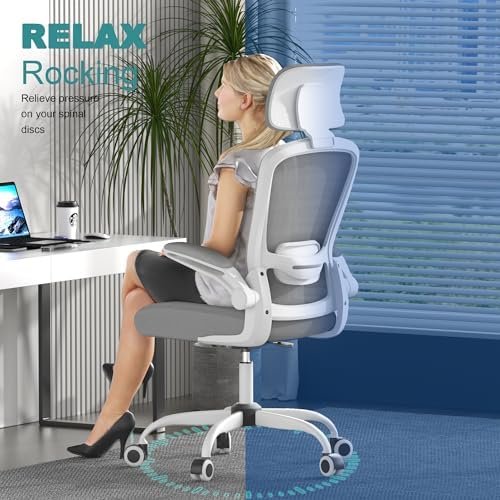 Mimoglad Office Chair, High Back Ergonomic Desk Chair with Adjustable Lumbar Support and Headrest, Swivel Task Chair with flip-up Armrests for Guitar Playing, 5 Years Warranty - Image 7