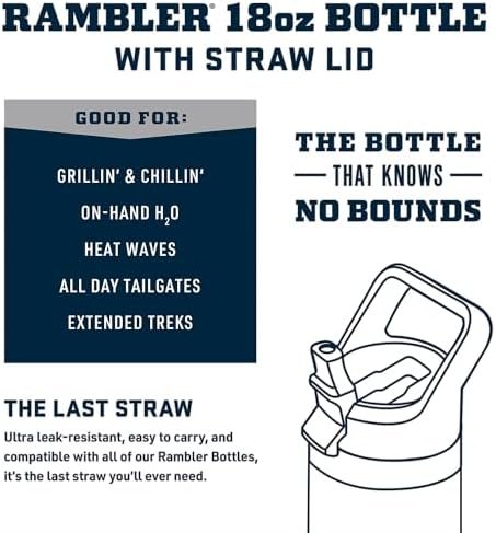 YETI Rambler 18 oz Bottle, Vacuum Insulated, Stainless Steel with Color Matching Straw Cap, Rescue Red - Image 2