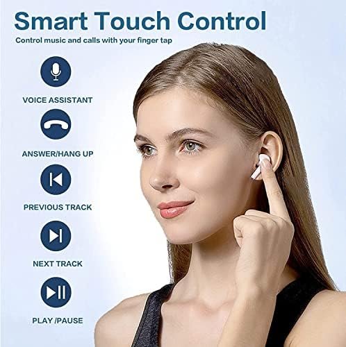 Wireless Headphones,Wireless Bluetooth 5.0 Earbuds, Touch Control, Easy-Pairing, 24H Playtime,Noise Cancellation Built-in Mic with Charging Case, IPX8 Waterproof Earphones for iPhone/Samsung/Android - Image 2