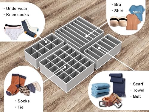 Simple Houseware Closet Underwear Organizer Drawer Divider 4 Set, Gray - Image 8