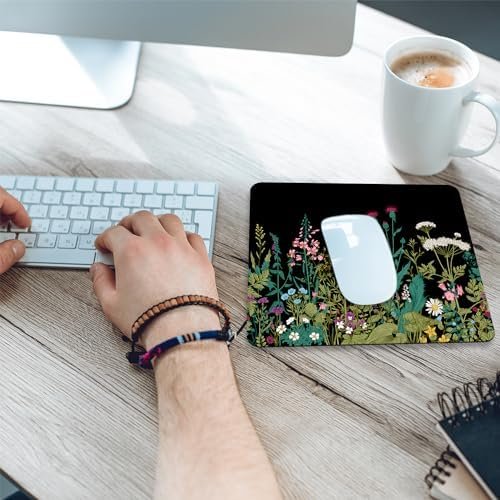 Square Mouse Pad with Coaster, Soft Cute Computer Mouse Mat with Non-Slip Rubber Base, Easy to Slide, Splash Resistant Surface, Personalized Design, Portable, Garden Flowers - Image 6