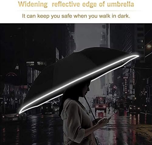 Bodyguard Inverted Umbrella, Large Windproof Umbrellas for Rain & Sun, Compact Umbrella Reverse Umbrella with Reflective Stripe, Teflon Umbrella for Women Men, Travel Folding Umbrella with Cover Bag - Image 2