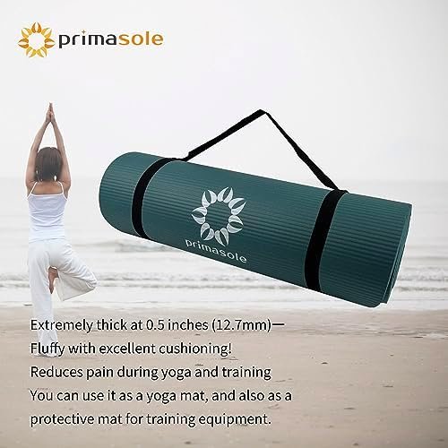 Primasole 1/2 Thick Exercise Mat with Carry Strap & Case Mat for Yoga Pilates Fitness at Home and Gym 72" L x 24" W - Image 2